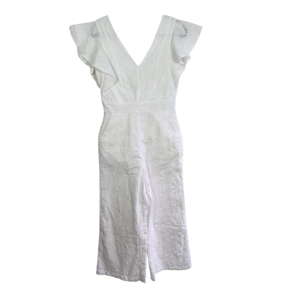VINEYARD VINES White Eyelet Bahamian Floral Hibiscus Jumpsuit Womens 4